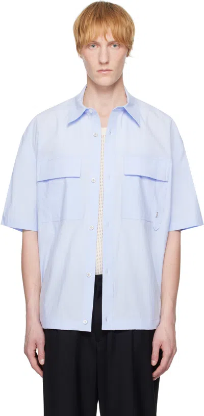 Wooyoungmi Blue Banding Short Sleeve Shirt In Blue821l