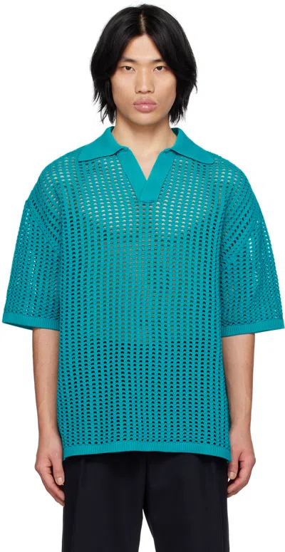 Wooyoungmi Blue Dropped Shoulder Polo In Blue 530l