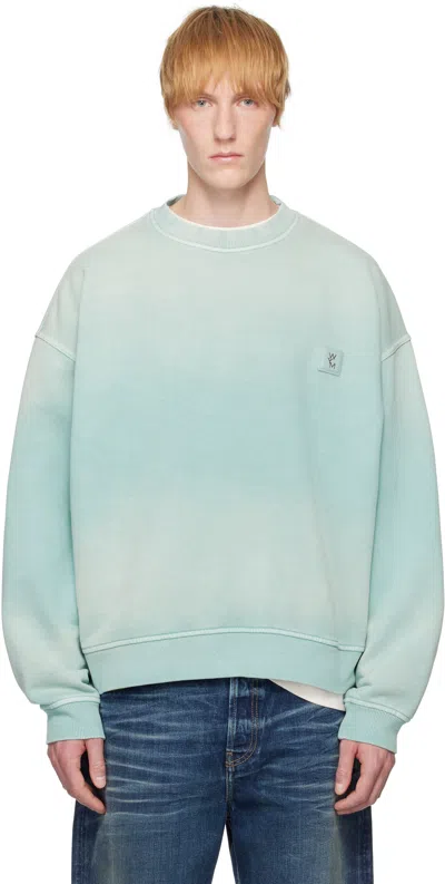 Wooyoungmi Blue Dying Back Logo Sweatshirt In Mint753m