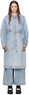 Wooyoungmi Blue Faded Denim Coat In Blue 989l