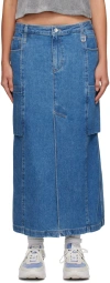 Wooyoungmi Blue Pocket Denim Maxi Skirt In Blue 861l