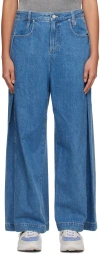 Wooyoungmi Blue Wide Folding Jeans In Blue 861l