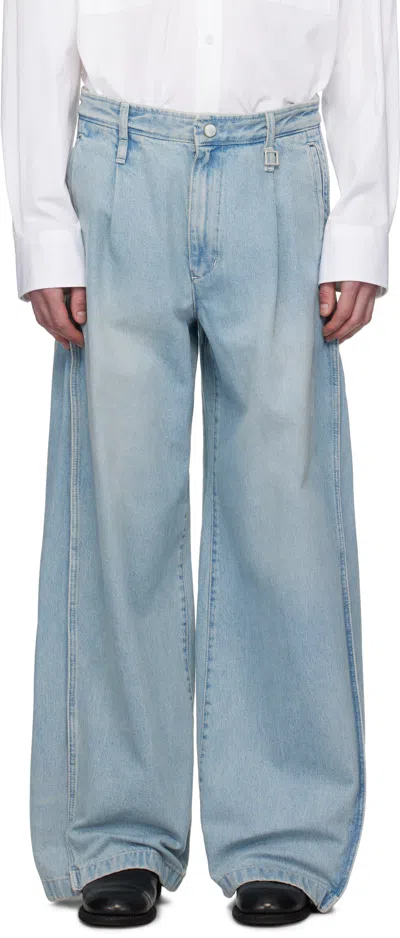 Wooyoungmi Blue Wide Folding Jeans In Blue982l