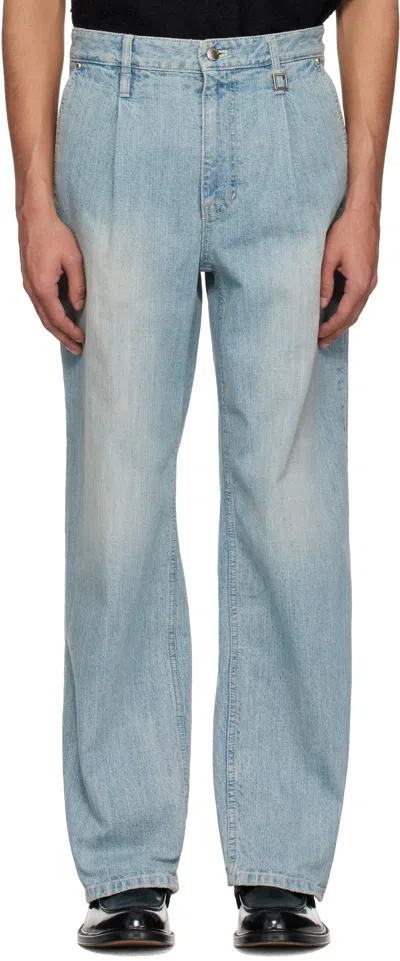 Wooyoungmi Blue Wide Slub Denim Jeans In Blue977l