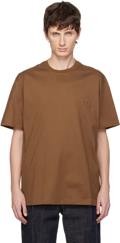 Wooyoungmi Brown Cotton Back Logo T-shirt