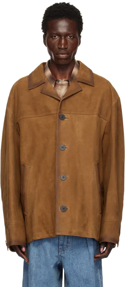 Wooyoungmi Brown Goat Suede Jacket In 656c Camel