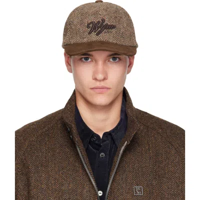 Wooyoungmi Brown Herringbone Cap In 950d Mud