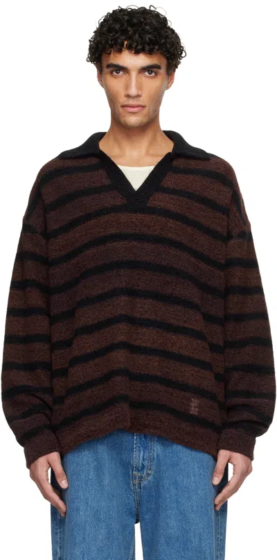 Wooyoungmi Striped Long-sleeved Sweater In Brown