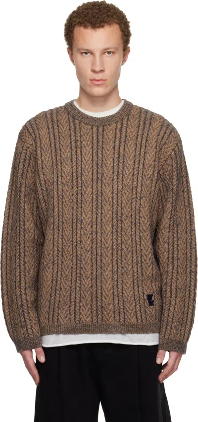 Wooyoungmi Brown Wool Blend Herringbone Sweater