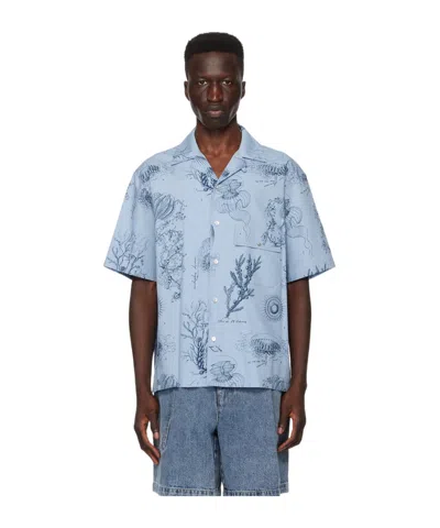 Wooyoungmi Blue Graphic Shirt In 828l Blue