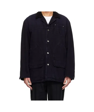 Wooyoungmi Button-up Long-sleeved Cotton Coat In Black