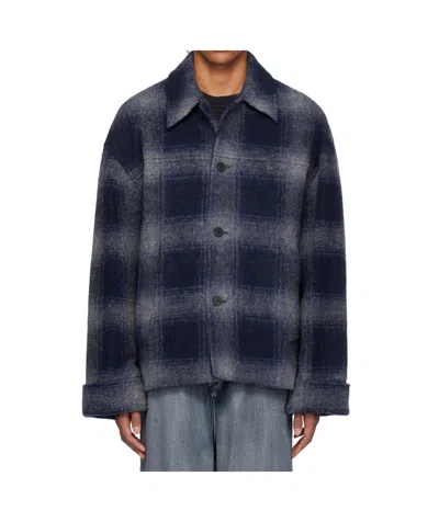 Wooyoungmi Blue Check Jacket In 931l Blue