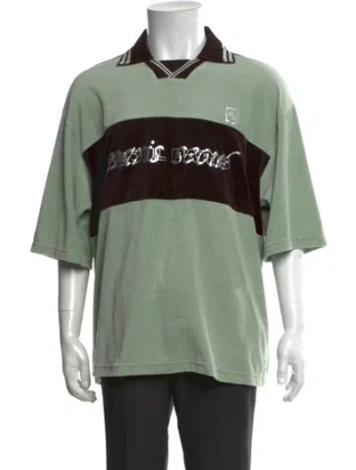 Pre-owned Wooyoungmi Colorblock Pattern Collar Polo Shirt W/ Tags In Green