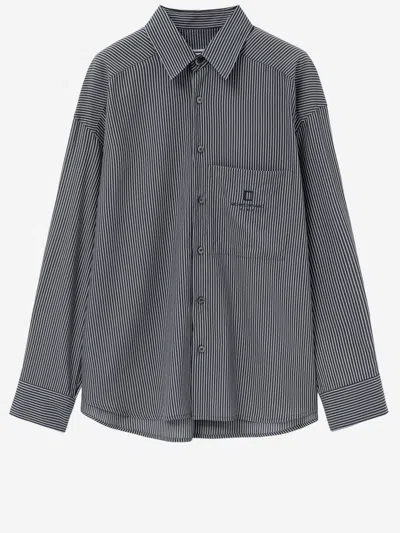 Wooyoungmi Cotton Blend Shirt With Striped Pattern In Black