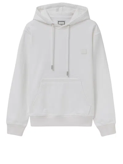 Wooyoungmi Cotton Hoodie With Drawstring Hood And Floral Graphic In Gray
