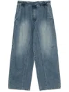Wooyoungmi Wide Leg Drop Crotch Denim Trousers In Blue