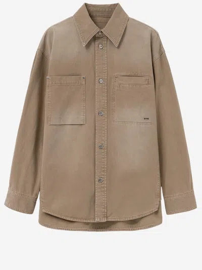 Wooyoungmi Logo-print Patch-pocket Shirt In Brown