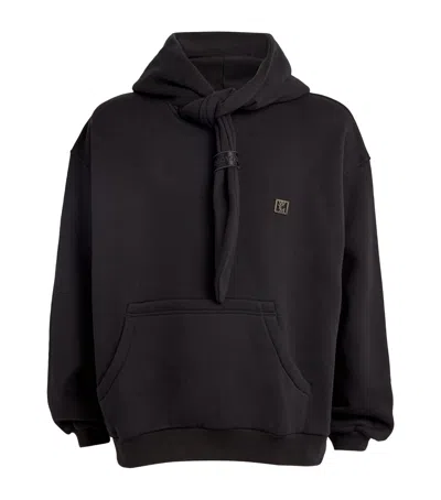 Wooyoungmi Cotton Tie-neck Hoodie In Black