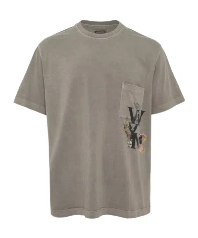 Wooyoungmi Chest-pocket Floral-design T-shirt In Gray