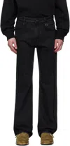 Wooyoungmi Black Crochet Straight Jeans In Black