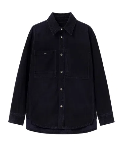 Wooyoungmi Denim Shirt With Back Logo In Black