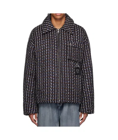 Wooyoungmi Brown & Navy Tweed Down Jacket In 945d Mud