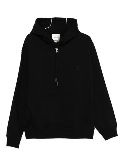 Wooyoungmi Embroidered-logo Drawstring Hoodie In Black