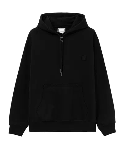 WOOYOUNGMI LOGO-PLAQUE COTTON HOODIE