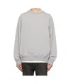 Wooyoungmi Grey Crewneck Sweatshirt With Dropped Shoulders And Floral Motif On The Rear In Cotton Man In Gray