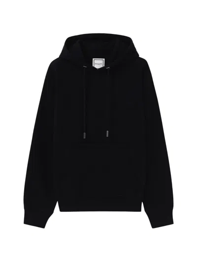 Wooyoungmi Black Hoodie With Drawstring Hood And Floral Motif On The Rear In Cotton Man