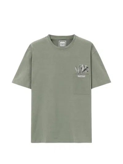 Wooyoungmi Floral-print Pocket T-shirt In Green