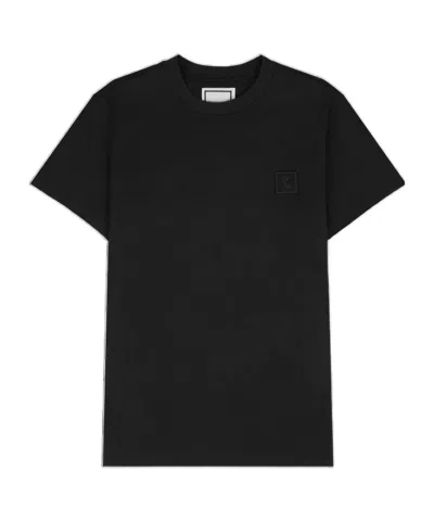Wooyoungmi Flower-backed Logo T-shirt In Black