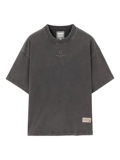Wooyoungmi Front Square Embroidered T-shirt In Gray