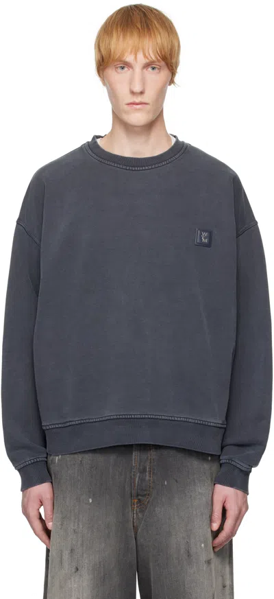 Wooyoungmi Gray Dying Back Logo Sweatshirt In Grey754g