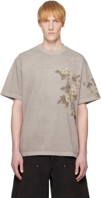 Wooyoungmi Grey Faded Flower T-shirt In Grey763g