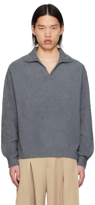 Wooyoungmi Gray Hairy Polo In 513g Grey