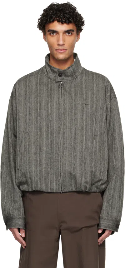 Wooyoungmi Gray High-neck Banded Wool Jacket