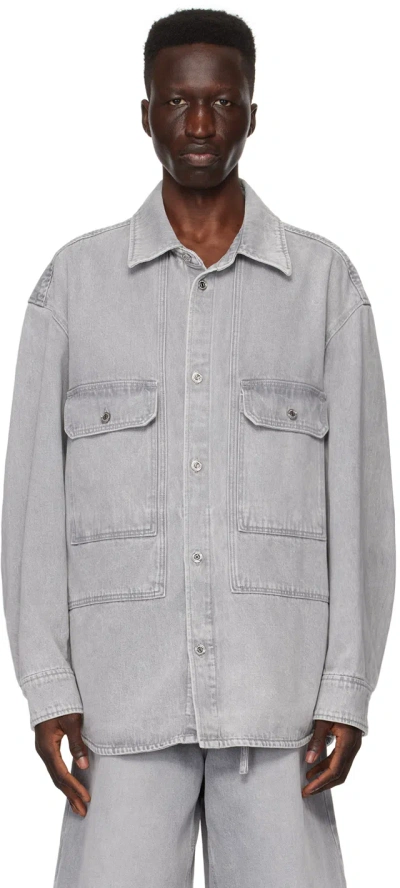 Wooyoungmi Grey Pocket Denim Shirt In 994g Grey