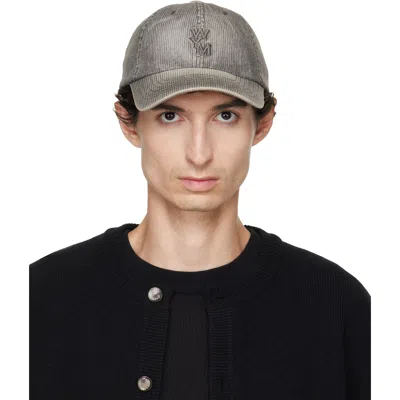 Wooyoungmi Gray Ribbed Denim Logo Ball Cap