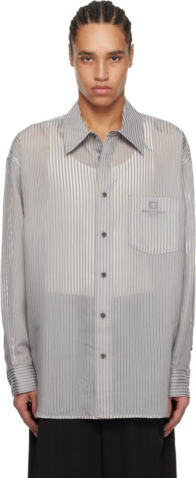 Wooyoungmi Gray Striped Shirt In Grey