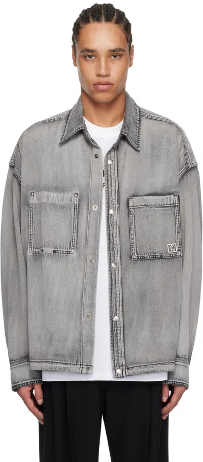 Wooyoungmi Gray Washed Denim Shirt In Grey990g