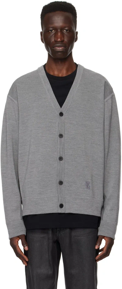 Wooyoungmi Gray Y-neck Cardigan In 506g Grey