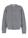 Wooyoungmi Grey Crewneck Cardigan With Logo Detail On The Rear In Wool Blend Man In Gray