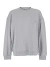 Wooyoungmi Grey Crewneck Sweatshirt With Dropped Shoulders And Floral Motif On The Rear In Cotton Man In Gray