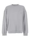 Wooyoungmi Grey Crewneck Sweatshirt With Dropped Shoulders And Floral Motif On The Rear In Cotton Man In Gray