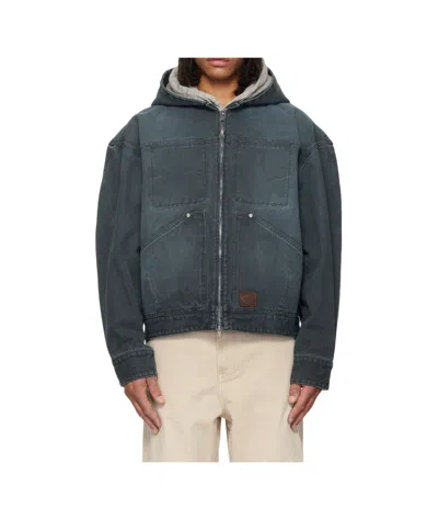 Wooyoungmi Hooded Dyed Casual Jacket In Green