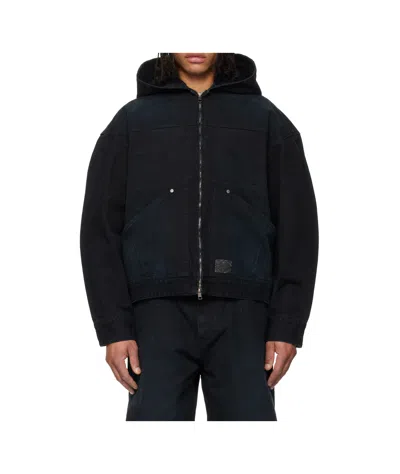 Wooyoungmi Hooded Dyed Casual Jacket In Blue
