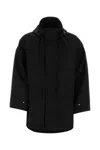 Wooyoungmi Nylon Windbreaker With Hood And Drawstring Hem In Black