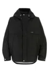Wooyoungmi Hooded Polyester Jacket With Drawstring And Pockets In Black