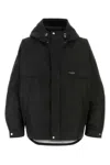 Wooyoungmi Hooded Polyester Jacket With Drawstring And Pockets In Black